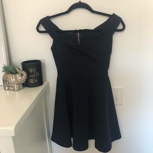 Windsor Off The Shoulder Navy Formal Dress Short